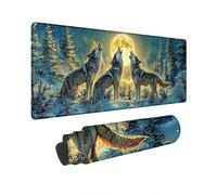 Tapis de Souris XXL 600x300 mm Loup Tapis Souris Gamer Lune Imperméable Mouse Pad avec Base en Caoutchouc Antidérapant Gaming Accessoires Bureau Mouse Pad à Bords Cousus pour Gamer Cadeau Homme M-75