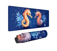 Tapis de Souris XXL 600x300 mm Mignon Tapis Souris Gamer Hippocampe Imperméable Mouse Pad avec Base en Caoutchouc Antidérapant Gaming Accessoires Bureau Mouse Pad à Bords Cousus pour Cadeau Homme O-93