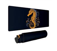 Tapis de Souris XXL 600x300 mm Simple Tapis Souris Gamer Hippocampe Imperméable Mouse Pad avec Base en Caoutchouc Antidérapant Gaming Accessoires Bureau Mouse Pad à Bords Cousus pour Cadeau Homme N-48