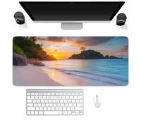 Tapis De Souris XXL 600x300mm, Motif Belle Plage, Tapis de Souris Gamer avec Bords Cousus, Durable Base en Caoutchouc Antidérapante pour Clavier, Bureau à Domicile, Études, Gaming