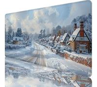 Tapis de Souris XXL 600x300x3mm, Gaming Tapis de Souris Blanc, Extended sous Main Bureau avec Base en Caoutchouc Antidérapante, Gaming Mouse Pad pour Gamer, Ordinateur, PC, ScèNe De Neige D-4462
