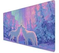 Tapis De Souris XXL 600x300x3mm, Loup Grand Tapis De Souris Gamer, Tapis Souris Blanc avec éTanche Base en Caoutchouc AntidéRapante,Tapis De Bureau Lavable pour éTudes, Gaming.IdéAl Cadeau Homme A536