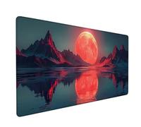 Tapis de Souris XXL 600x300x3mm, Rouge Tapis de Souris Gaming avec Surface en Caoutchouc Antidérapant, Améliore la Précision et la Vitesse, PC Gamer et Accessoire Bureau, Cadeau Homme, Soleil K-2537