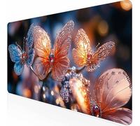 Tapis de Souris XXL 600x300x3MM Tapis de Souris Gamer Rose Papillon, Accessoires Bureau avec Base Antidérapante et Bords Cousus, Deco Bureau, Cadeau Anniversaire Homme, Mousepad pour MacBook -z1c09913