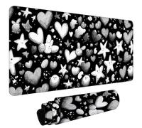 Tapis de Souris XXL 600x300x3mm Tapis de Souris Gaming avec Base AntidéRapante ImperméAble à l'eau, Gamer Mouse Pad, Accessoire Bureau, Précision-Vitesse-Confort pour Tous, Amour Noir Et Blanc #L613