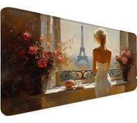 Tapis de Souris XXL 600x300x3mm Tapis Souris Paris E-6GZ44 | Mouse Pad Avec Base Antidérapante, Imperméable et Durable Grand Tapis De Souris Gaming pour Bureau et Gamer