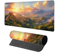 Tapis de Souris XXL 600x300x3mm, Vert Tapis Souris Grande Muraille sous Main Bureau Gaming avec Base en Caoutchouc Antidérapante, Bords Cousus Grand Mouse Pad pour Accessoires Bureau Travail R-8974