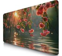 Tapis de Souris XXL 60x30cm Lac Tapis de Souris Gaming, sous Main Bureau Gaming Usine Accessoire Bureau Base en Caoutchouc Antidérapant Surface Confort, Mouse Pad pour Maison, Ordinateur, PC F0-546