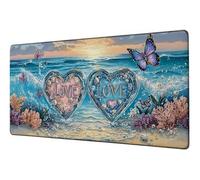 Tapis de Souris XXL 700x300 mm Tapis Souris Gamer OcéAn Grand sous Main Bureau Accessoire Amour Mouse Pad avec Base Anti-Dérapage sous Main Imperméable Mouse Pad, pour Études Gaming Bureau D-209