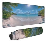 Tapis de Souris XXL 700x300mm Turquoise Tapis de Souris Paysage Desk Mat Mouse Pad Gaming Base en Caoutchouc Antidérapante Bords Cousus Accessoires Bureau Gaming pour Bureau Maison Ordinateur T343