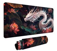Tapis de Souris XXL 700x300x3mm Tapis de Souris Gaming avec Base AntidéRapante ImperméAble à l'eau, Gamer Mouse Pad, Accessoire Bureau, Précision-Vitesse-Confort pour Tous Types Dragon De Lotus L#L403