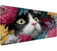 Tapis De Souris XXL 700x300x3mm Tapis Souris Chat P-Q82CI | Etendu Mouse Pad Avec Base Antidérapante, Coutures Sur Les Bords, Imperméable et Durable Mousepad pour Accessoires Bureau