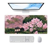 Tapis de Souris XXL 700x400x2 mm Chalet Fleuri Rose Grand Tapis de Souris de Jeu,avec Base Anti-Dérapage et Bords surpiqués Mouse Pad pour Gamer, Ordinateur, PC