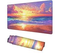 Tapis de Souris XXL 700x400x3mm coloré Souris Gaming Coucher de Soleil Tapis de Bureau, Accessoire Gaming, Haute Précision et Vitesse avec Bords Cousus et Base Antidérapante, pour Bureau, Maison f-17