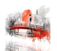 Tapis de Souris xxl 70x30x0.3CM Japon Desk Mat PontTapis de Bureau Gaming Bords Cousus Design Durable et Imperméable avec Base en Caoutchouc Antidérapante pour Souris Sans Fil Clavier Model-08632