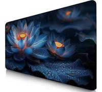Tapis de Souris XXL 70x40cm Bleu Tapis de Souris Gaming, sous Main Bureau Gaming Lotus Accessoire Bureau Base en Caoutchouc Antidérapant Surface Confort, Mouse Pad pour Maison, Ordinateur, PC F0-566