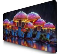 Tapis de Souris XXL 70x40cm Champignon Tapis de Souris Gaming, sous Main Bureau Gaming Usine Accessoire Bureau Base en Caoutchouc Antidérapant Surface Confort, Mouse Pad pour PC, Cadeau Femme F0-188