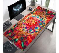 Tapis de Souris XXL 80 x 30 cm, Tapis de Souris Gamer Fleur, Grand sous Main, Base en Caoutchouc Antidérapante, Bords Cousus, Imperméable Mouse Pad Rouge, Améliorer Précision PjY2653 1-4