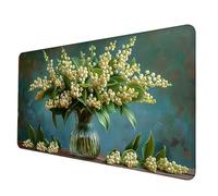 Tapis de Souris XXL 80 x 40 cm, Imperméable Tapis Souris Vert Mousepad Vase Motif Accessoires Gaming 3MM Bords Cousus Base en Caoutchouc Antidérapant Surface pour Bureau/Maison, Gamer -hjw2506MT