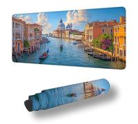 Tapis de Souris XXL 800 x 400 mm Grand Tapis de Souris Gamer VeniseSous Main Bureau Bords Cousus Imperméable Antidérapant pour PC, Portable Améliore la Précision et la Vitesse, Aquarelle S-8286