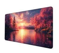 Tapis de Souris XXL 800 x 400 mm, Imperméable Tapis Souris Rose Mousepad Coucher de Soleil Motif Accessoires Gaming Bords Cousus Base en Caoutchouc Antidérapant Surface pour Bureau/Maison -hjw2506NK