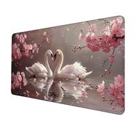 Tapis de Souris XXL 800 x 400 mm, Imperméable Tapis Souris Rose Mousepad Cygne Motif Accessoires Gaming 3MM Bords Cousus Base en Caoutchouc Antidérapant Surface pour Bureau/Maison, Gamer -hjw2506S5