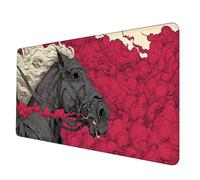 Tapis de Souris XXL 800 x 400mm, Imperméable Tapis Souris Rouge Mousepad Cheval Motif Accessoires Gaming 3MM Bords Cousus Base en Caoutchouc Antidérapant Surface pour Bureau/Maison, Gamer -hjw2506NK