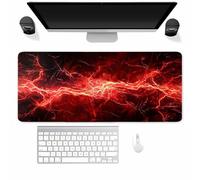 Tapis de Souris XXL 800x300mm, Grand Tapis de Souris de Jeu Tonnerre | Portable Améliore la précision et la Vitesse, Rouge Tapis de Bureau Antidérapante Pour Le Bureau Et La Maison