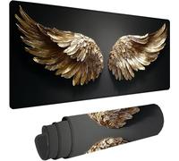 Tapis de Souris XXL 800x300x3 mm Grand Tapis de Souris Noir Mouse Pad Aile sous Main Bureau avec Bords Cousus Désign, Mousepad Gaming Imperméable Antidérapant pour Accessoire Bureau Maison z-5207