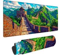 Tapis de Souris XXL 800x300x3 mm Grand Tapis de Souris Vert Mouse Pad La Grande Muraille De Chine sous Main Bureau avec Bords Cousus Désign, Mousepad Gaming Imperméable Antidérapant pour Bureau z-173