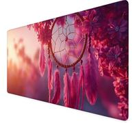 Tapis de Souris XXL 800x300x3mm Grand Tapis de Souris Gamer Rose Attrape-rêves sous Main Bureau avec Bords Cousus Imperméable Antidérapant Améliore la Précision et la Vitesse pour Maison/Bureau F1-54