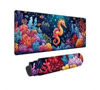 Tapis de Souris XXL 800x400 mm Océan Tapis Souris Gamer Corail Imperméable Mouse Pad avec Base en Caoutchouc Antidérapant Gaming Accessoires Bureau Mouse Pad à Bords Cousus pour Cadeau Homme V-48