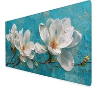 Tapis De Souris XXL 800x400x3mm, Blanc Grand Tapis De Souris Gamer, Tapis Souris Fleur avec éTanche Base en Caoutchouc AntidéRapante,Tapis De Bureau Lavable pour éTudes, Gaming.IdéAl Cadeau Homme A22