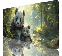 Tapis de Souris XXL 800x400x3mm, Gaming Tapis de Souris Noir Et Blanc, Extended sous Main Bureau avec Base en Caoutchouc Antidérapante, Gaming Mouse Pad pour Gamer, Ordinateur, PC, Panda G-8187