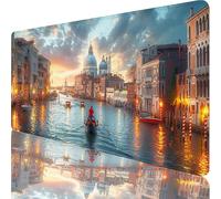 Tapis de Souris XXL 800x400x3mm, Gaming Tapis de Souris Vert, Extended sous Main Bureau avec Base en Caoutchouc Antidérapante, Gaming Mouse Pad pour Gamer, Ordinateur, PC, Cadeau Homme, Venise H-9934