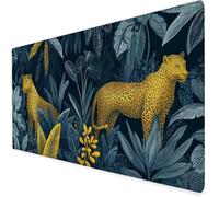 Tapis De Souris XXL 800x400x3mm, Le léopard Grand Tapis De Souris Gamer, Tapis Souris Jaune avec éTanche Base en Caoutchouc AntidéRapante,Tapis De Bureau pour éTudes, Gaming.IdéAl Cadeau Homme A42