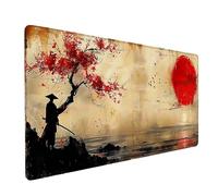 Tapis de Souris XXL 800x400x3mm, Rouge Tapis de Souris Gaming avec Surface en Caoutchouc Antidérapant, Améliore la Précision et la Vitesse, PC Gamer et Accessoire Bureau, Cadeau Homme, Soleil T-2732