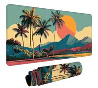 Tapis de Souris XXL 800x400x3mm Tapis de Souris Gaming avec Base AntidéRapante ImperméAble à l'eau, Gamer Mouse Pad, Accessoire Bureau, Précision-Vitesse-Confort, CoucherSoleil sur La NoixCoco #L1263