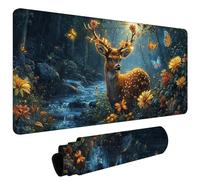Tapis de Souris XXL 800x400x3mm Tapis de Souris Gaming avec Base AntidéRapante ImperméAble à l'eau, Gamer Mouse Pad, Accessoire Bureau, Précision-Vitesse-Confort pour Tous, Plantes De Cerf Sika #L1507