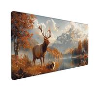 Tapis de Souris XXL 800x400x3mm, Vert Tapis de Souris Gaming avec Surface en Caoutchouc Antidérapant, Améliore la Précision et la Vitesse, PC Gamer et Accessoire Bureau, Cadeau Homme, Paysage L-5997