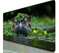 Tapis de Souris XXL 80x40cm, Vert Tapis de Souris Gaming, sous Main Bureau Gaming Hippopotame Mouse Pad avec Coutures sur Les Bords, Antidérapant Mouse Pad Accessoire Bureau pour Gamer, Maison Y8-634