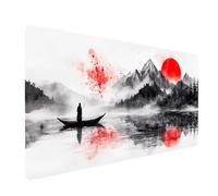 Tapis de Souris xxl 80x40x0.3CM Imperméable Bateau Tapis de Bureau Gaming pour Clavier Souris Sans fil Ordinateur Portable, Mouse Pad Paysage Bords Surpiqués Base Antidérapante, Cadeau Homme model7645