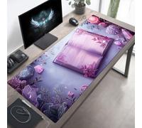 Tapis de Souris XXL 90 x 40 cm, Tapis de Souris Gamer Rose, Grand sous Main Bureau, Base en Caoutchouc Antidérapante, Bords Cousus, Imperméable Mouse Pad Livre, Améliorer Précision PjY95 3-W