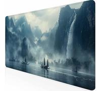Tapis de Souris XXL 900 x 400 x 3MM Tapis de Souris Gamer Bleu Paysage, Accessoires Bureau avec Base Antidérapante et Bords Cousus, Deco, Cadeau Homme, Mousepad pour Computer Jeux -z1c09F17