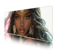 Tapis de Souris XXL 900x400 mm, Tapis de Souris Afrique avec Caoutchouc Antidérapant et Imperméable, sous Main Bureau Rétro à Bords Cousus, Améliore la Précision et Vitesse, pour Gamer, Bureau, O-34