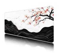 Tapis de Souris XXL 900x400 mm, Tapis de Souris Blanc avec Caoutchouc Antidérapant et Imperméable, sous Main Bureau Noir à Bords Cousus, Améliore la Précision et la Vitesse, pour Gamer, Bureau, -236