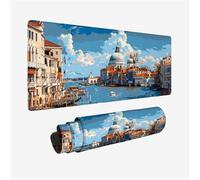 Tapis de Souris XXL 900x400, Tapis Souris Venise Sous Main Bureau, Mouse Pad Château Mousepad Imperméable, Desk Mat Antidérapant, Sous Main avec Bords Surpiqués, Accessoire Bureau, Cadeau Femme H2-319