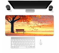 Tapis De Souris XXL 900x400mm, Motif Banc sous l'arbre, Tapis de Souris Gamer avec Bords Cousus, Durable Base en Caoutchouc Antidérapante pour Clavier, Bureau à Domicile, Études, Gaming