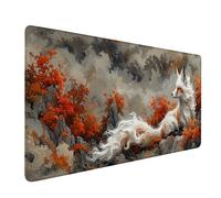 Tapis de Souris XXL 900x400x3mm, Blanc Tapis de Souris Gamer, Loup Gaming Mouse Pad avec Bords Cousus et Base Antidérapante en Caoutchouc, Améliore La Précision Et La Vitesse, Accessoire Bureau C-7529