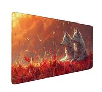 Tapis de Souris XXL 900x400x3mm, Blanc Tapis de Souris Gamer, Loup Gaming Mouse Pad avec Bords Cousus et Base Antidérapante en Caoutchouc, Améliore La Précision Et La Vitesse, Accessoire Bureau C-6081